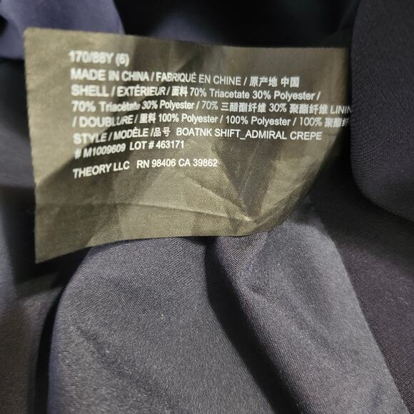 Theory Women's Sleeveless Lined Sheath Dress Navy Edge Trim Size 6 Knee Length - Picture 11 of 15